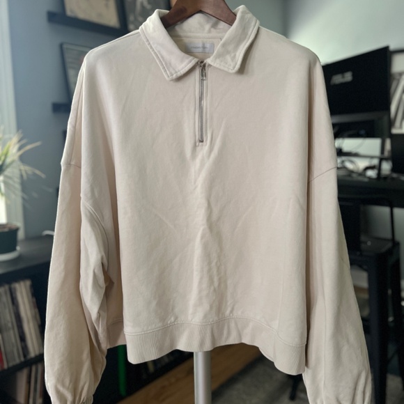 Standard Cloth Slouchy Oversized Collared Quarter-Zip Sweatshirt - Picture 10 of 10